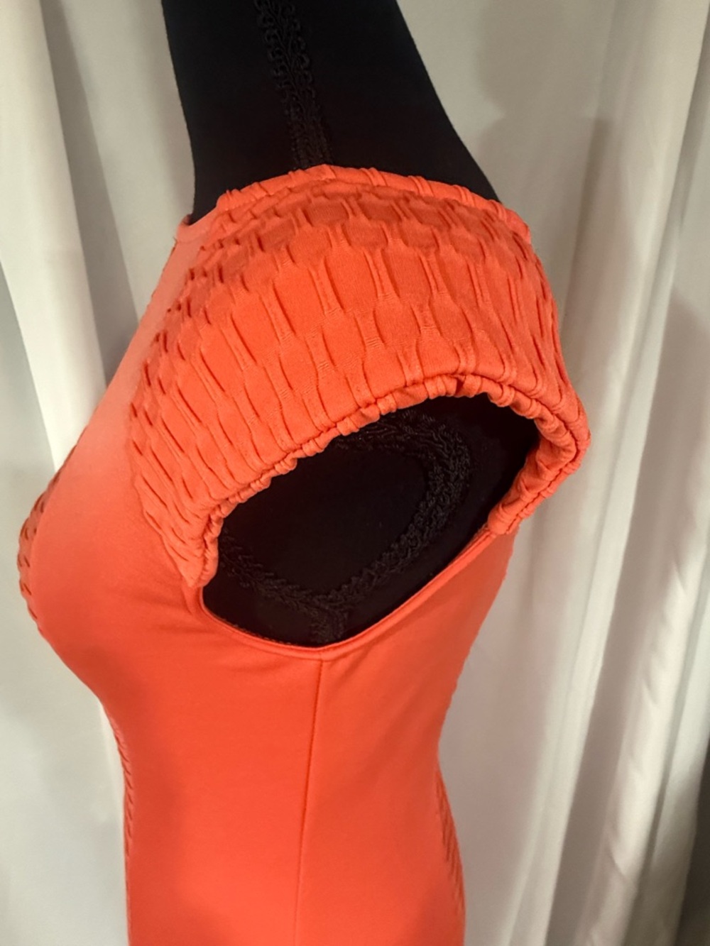 Guess Coral Orange Textured Midi Dress - Picture 4 of 7